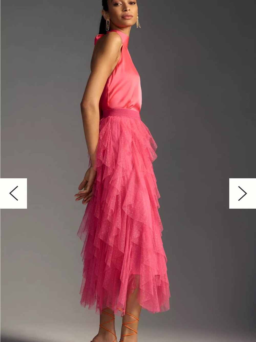 Anthropologie Chéri Ruffled Tulle Midi Skirt in raspberry pink - Size SXP - Picture 5 of 8